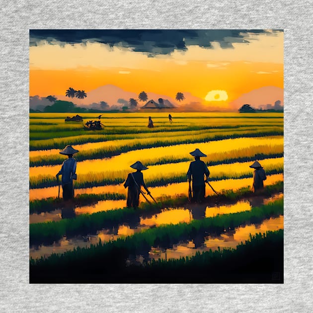 [AI Art] Sunset field workers by Sissely